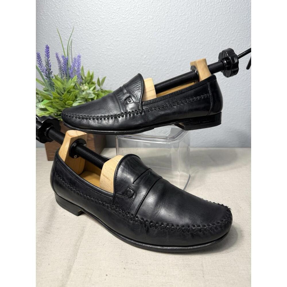 Johnston &‎ Murphy Men's Dress Shoes Black Leather Penny Loafers Size 9.5 M